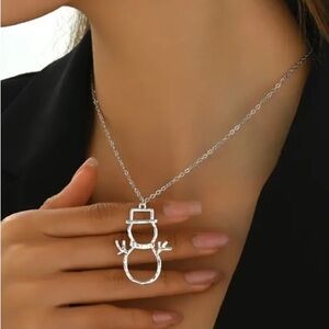 Textured Snowman Silver Toned Necklace